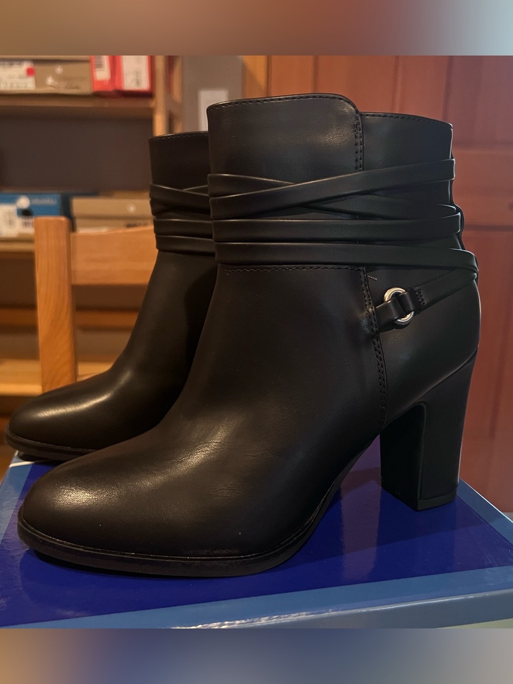 White Mountain Black Wrap-Detail Ankle Booties